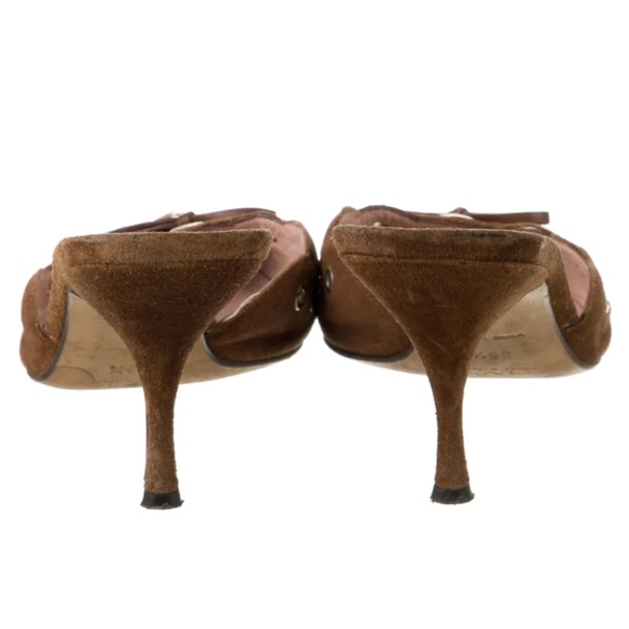 PRADA BROWN SUEDE VINTAGE MULES IT 36.5 US7 - Picture 3 of 3